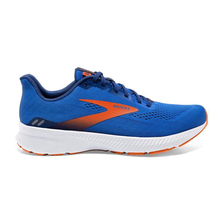 Brooks Men's Launch 8 Light-Cushion Road Running Shoes - Blue/Orange/White (IUQZ02196)